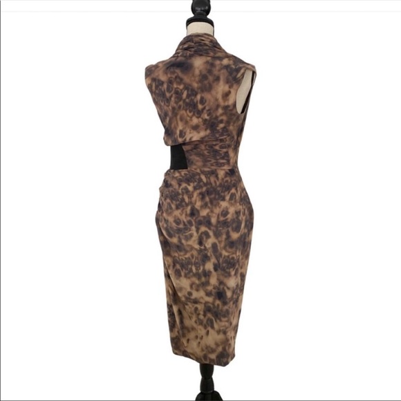 All saints Spitalfields 100% silk animal print drapery wrap sleeveless dress - Picture 3 of 8